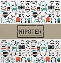 Collection of hipster lifestyle culture icon illustration
