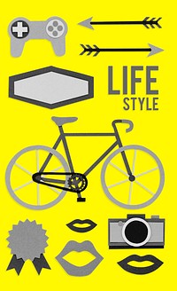 Collection of hipster lifestyle culture icon illustration