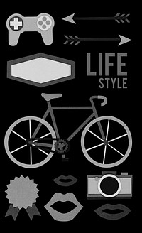 Collection of hipster lifestyle culture icon illustration