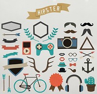 Hipster lifestyle paper craft collection