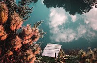 Reflection of cloudscape on the surface of the river