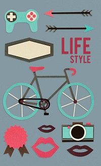 Hipster lifestyle paper craft collection