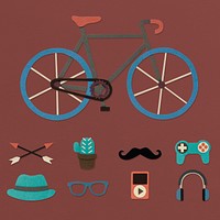 Hipster lifestyle paper craft collection