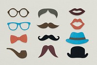 Glasses Pipe Moustache Hat Lipstick Marks Hipster Mix