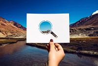 Searching discovery perforated paper magnifying glass