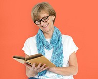 Mature Caucasian Woman Smiling Holding Notebook