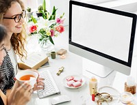 Women using computer