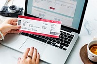 Woman booking ticket online