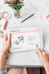 Woman Shopping Online Website Digital Tablet Concept
