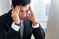 Stress Work Headache Rubbing Concept