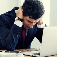 Stressed  Businessman Workplace Laptop Concept