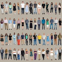 Various of diversity people full body standing with smiling on background