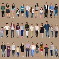Asian people full body set standing with smiling on background