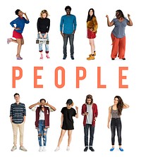 Diversity People Set Gesture Standing Together Studio Isolated