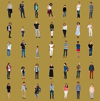 Diversity People Set Gesture Standing Together Studio Isolated