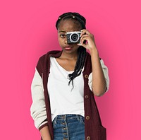 African Descent Girl Holding Camera