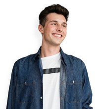 Portrait of Young Adult Caucasian Man Smiling Isolated