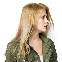 Blonde young woman studio portrait