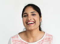 Indian girl cheerful studio portrait