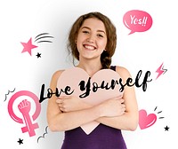 Love yourself graphic overlay on a young teenager