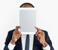 Person Holding Tablet Face Concept