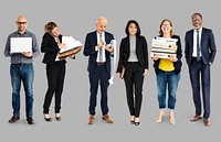 Diversity Business People Set Gesture Standing Together Studio Isolated