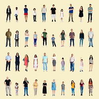 Diversity People Set Gesture Standing Together Studio Isolated