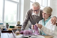 Senior Adult Knitting Leisure Female Concept