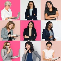 People Set of Diversity Business Women Studio Portrait