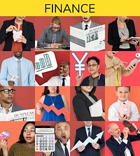 Studio People Collage Business Finance Concept