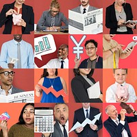 Collection of people with finance business collage