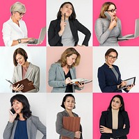 People Set of Diversity Business Women Studio Portrait