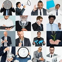 Collection of business people success and achievement