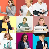 People Set of Diversity Business Women Studio Portrait