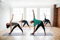 Group of diverse people are joining a yoga class