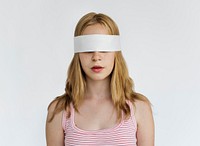 Young Woman Covering Eyes Concept