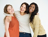 Trio of happy female friends