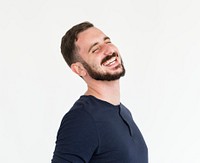 White bearded guy cheerful positivity portrait