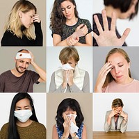 Collection of sickness people in pain