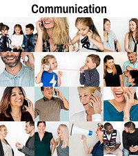 Diversity People Communication Studio Isolated Collage