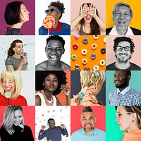 Diversity people with relax and playful expression collection collage