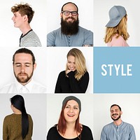 Set of portraits with startup concepts