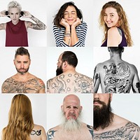 Collection of people with tattoo art