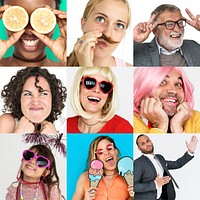 Collection of funny face people collage