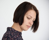 Woman sad facial expression studio
