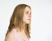 Young blonde straight face portrait