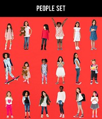 Diverse of Young Girls Children People Studio Isolated