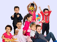 Group of kids playful happiness smiloing togetherness