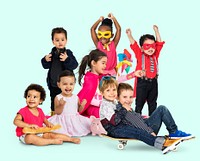 Group of kids playful happiness smiloing togetherness
