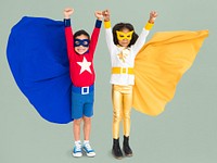 Superhero Kids Hands Up Flying Concept
